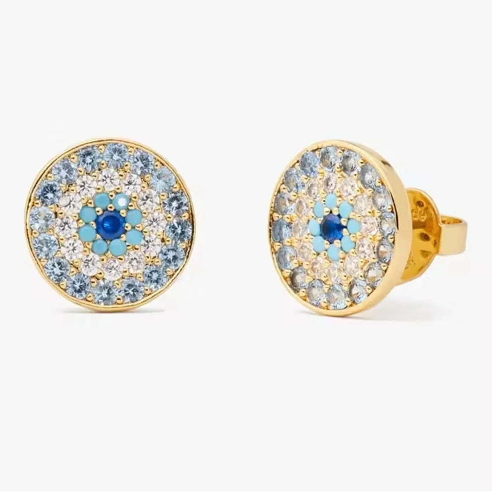 Kate Spade Gold and Blue Evil Eye Stud Earrings - Picture 1 of 2